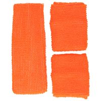 Guirca verkleed accessoire zweetbandjes set - neon oranje - jaren 80/90 thema feestje   - - thumbnail