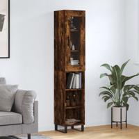 Hoge kast 34,5x34x180 cm bewerkt hout gerookt eikenkleurig Hoge kast 34,5x34x180 cm bewerkt hout gerookt eikenkleurig
