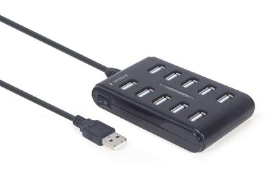 Gembird UHB-U2P10P-01 10-poorts USB 2.0 hub, zwart