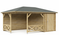 Interflex Hoekpaviljoen P5155 513x350 cm 40 mm vuren blank- Puntdak- Onbehandeld vurenhout- Interflex