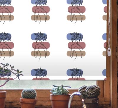 Geometrisch vrouwenontwerp rolgordijn bloemen