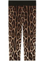 Dolce & Gabbana Kids legging en soie à imprimé léopard - Marron