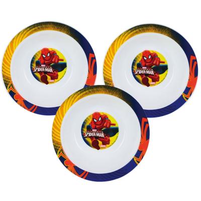 Spiderman servies bord - 3x - diep bord - kinder/peuter ontbijt bordje - 16 cm