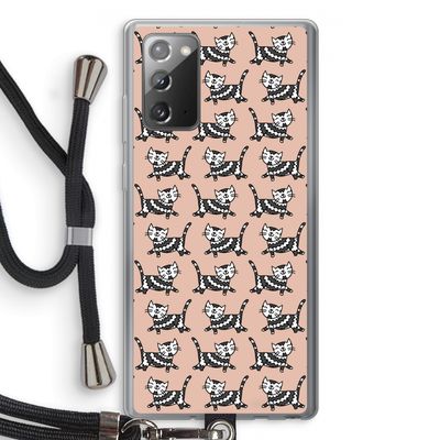 Zwarte poes: Samsung Galaxy Note 20 / Note 20 5G Transparant Hoesje met koord