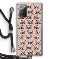 Zwarte poes: Samsung Galaxy Note 20 / Note 20 5G Transparant Hoesje met koord