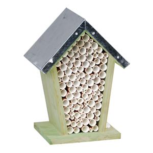 Best for birds Houten bijenhuis/bijenhotel - 12 x 15 x 22 cm - Hotel/huisje voor insecten