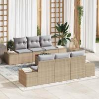 Tuinbankenset met kussen 7 pcs Beige poly rattan