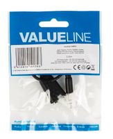 Valueline VLAP22100B02 Jack Stereo Audio Verdeelkabel 3,5 mm Mannelijk - 2x 3,5 mm Vrouwelijk 0,20 M Zwart - thumbnail