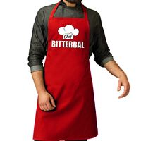 Chef bitterbal schort / keukenschort rood heren - thumbnail