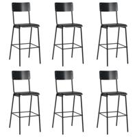 Barstoelen 6 st massief multiplex staal zwart