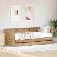 Dagbedframe met lades artisanaal eikenkleurig 100 x 200 cm