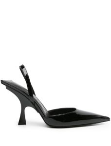 The Attico 100mm patent-finish pointed-toe mules - Noir