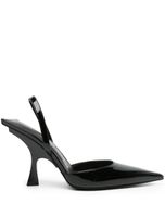 The Attico 100mm patent-finish pointed-toe mules - Noir - thumbnail