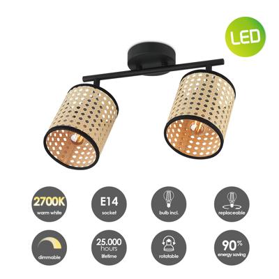 Light depot - LED opbouwspot Ratan 2L - zwart - Outlet