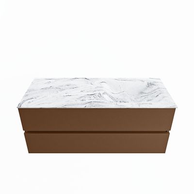 MONDIAZ VICA-DLUX 120cm badmeubel onderkast Rust 2 lades. Inbouw wastafel CLOUD rechts 1 kraangat, kleur Glace.