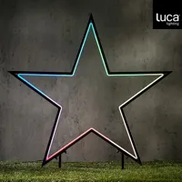 Garden d light neon tuinsteker ster zwart RGB IP44 timer afstandsbediening - l60xh73cm