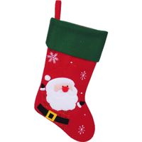 Decoratie kerstsok - rood - met kerstman - H45 cm - polyester   - - thumbnail