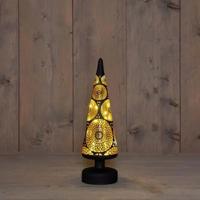 Kerstboompje glas marrakech 10led warm wit 30x9 cm zwart/goud - Annas collection
