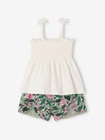 Set met topje en short met print voor meisjes saliegroen