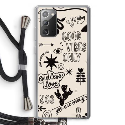 Good vibes: Samsung Galaxy Note 20 / Note 20 5G Transparant Hoesje met koord
