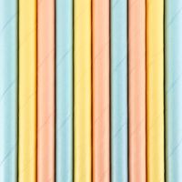 Drinkrietjes - papier - 10x - multi kleuren pastel - 19,5 cm - rietjes   - - thumbnail