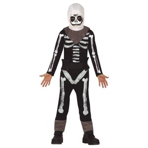Zwart/wit skelet verkleedpak/kostuum voor kinderen 10-12 jaar (140-152)  -