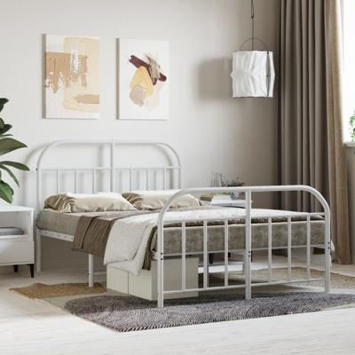 Bedframe met hoofd- en voeteneinde metaal wit 120 x 190 cm