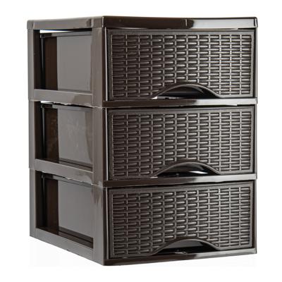 Ladeblokje/bureau organizer met 3x lades - donkerbruin - L18 x B25 x H26 cm - plastic