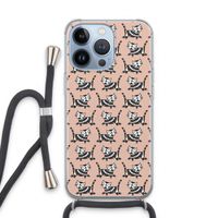 Zwarte poes: iPhone 13 Pro Transparant Hoesje met koord