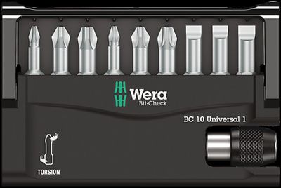 Wera 8100-9/TZ 05056161001 Bitset 10-delig Plat, Kruiskop Phillips, Kruiskop Pozidriv Torsion zone