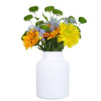 Bloemenvaas Milan - mat wit glas - D15 x H20 cm - melkbus vaas met smalle hals   - - thumbnail