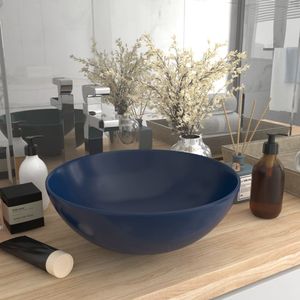 VidaXL Wastafel rond keramiek donkerblauw