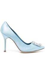 Manolo Blahnik Hangisi 105mm satin pumps - Bleu - thumbnail