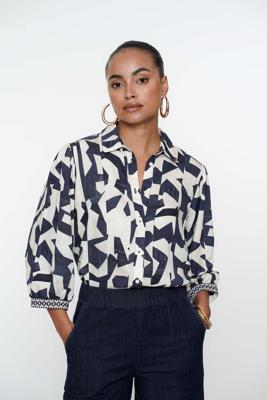 Geisha Blouse 53200-20 Blouse 675 Navy/sand