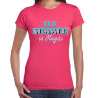 Toppers verkleed T-shirt dames - The summer is Magic - roze - Miami Vice - Tropische feestkleding