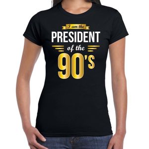 President of 90 s t-shirt zwart dames - Verkleed shirt jaren 90 feest