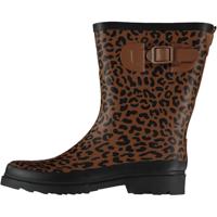 XQ Dames Rubberen Regenlaarzen met Riem Panter Print-39