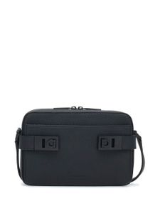 Ferragamo Gancini buckle embellished leather shoulder bag - Noir