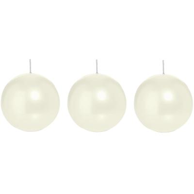 Trend Candles Bolkaars glad - 3x - parelmoer - 7 cm - 16 branduren - ronde kaarsen
