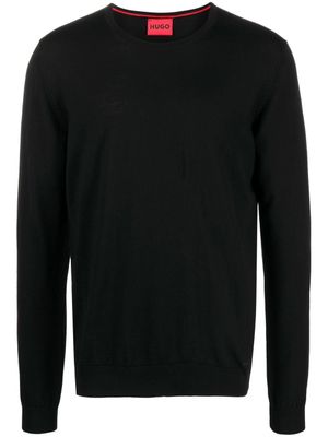 HUGO pull en maille fine à col rond - Noir