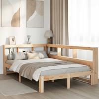 Bed met boekenkast zonder matras massief grenenhout 135x190 cm