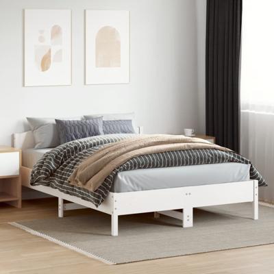 Bedframe zonder matras massief grenenhout wit 150x200 cm