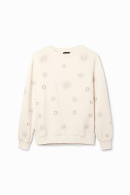 Sweatshirt met geometrische borduursels - WHITE - L