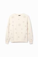 Sweatshirt met geometrische borduursels - WHITE - L