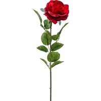 Kunstbloem roos Marleen - rood - 63 cm - decoratie bloemen