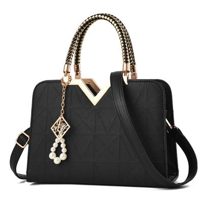 Zomer vrouwelijke telefoon Pocket rits handtassen flap lederen schouder Crossbodytassen (zwart)