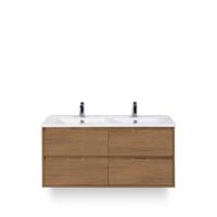 Porto Badmeubelset 120 cm - 4 laden Honey - Keramische Wastafel Wit Slim