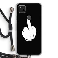 Middle finger black: Pixel 4a Transparant Hoesje met koord