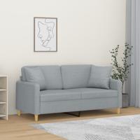 Tweezitsbank met sierkussens 140 cm stof lichtgrijs