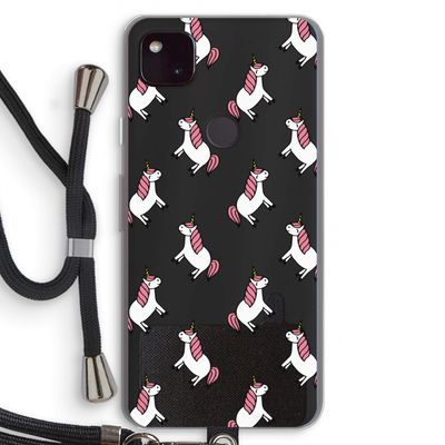 Eenhoorns overal: Pixel 4a 5G Transparant Hoesje met koord